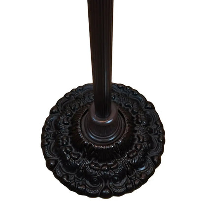 69" Black And Red Torchiere Floor Lamp With Red Dragonfly Glass Dome Shade HomeRoots