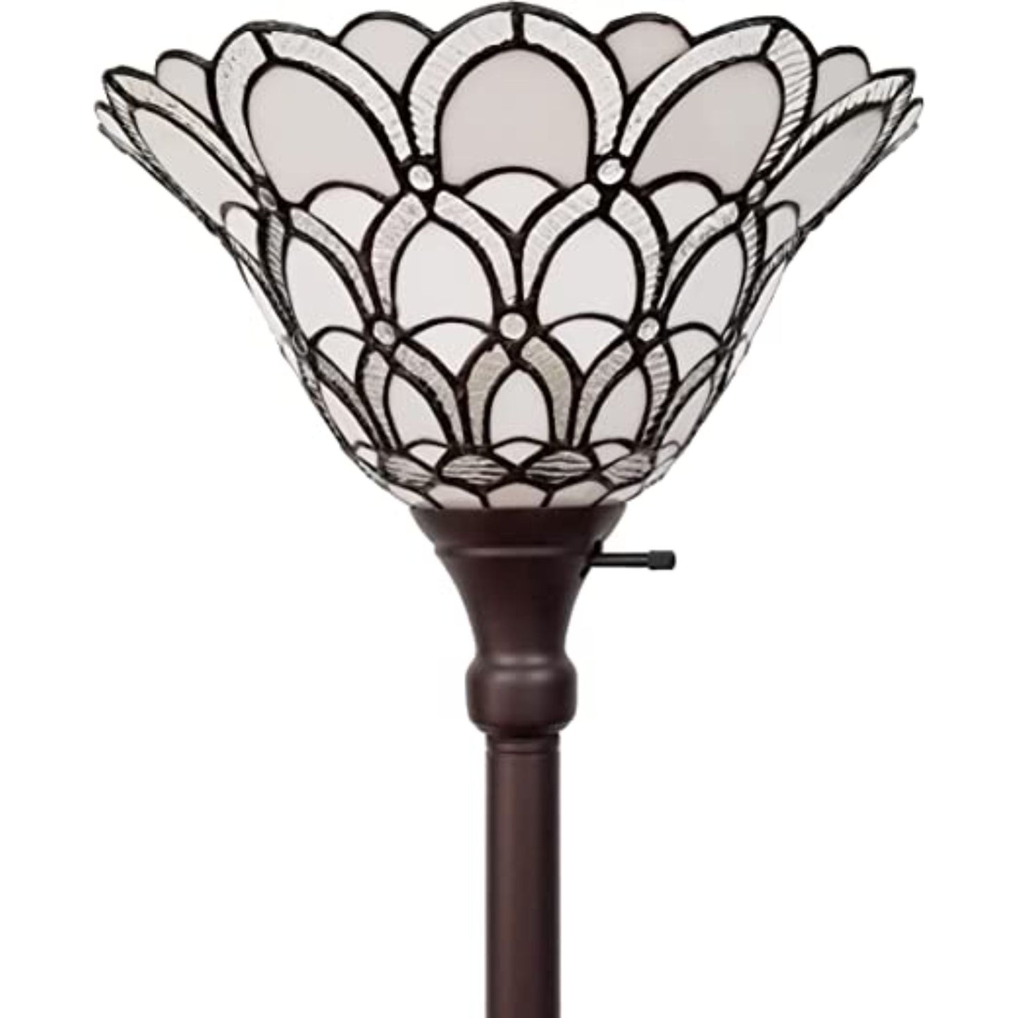 62" Brown Traditional Shaped Floor Lamp With White Stained Glass Bowl Shade