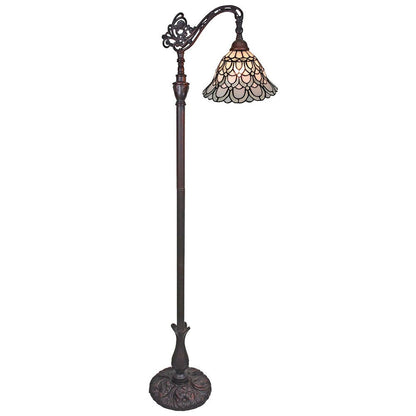 62" Brown Traditional Shaped Floor Lamp With White Stained Glass Bowl Shade HomeRoots