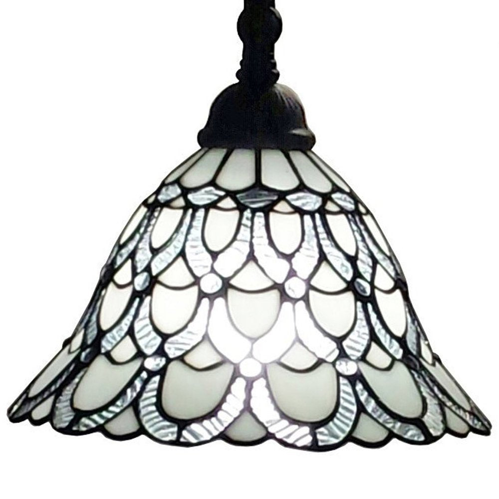 62" Brown Traditional Shaped Floor Lamp With White Stained Glass Bowl Shade HomeRoots