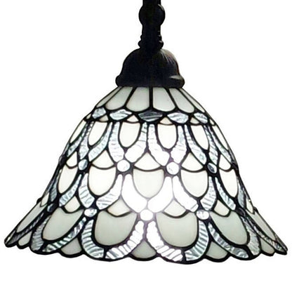 62" Brown Traditional Shaped Floor Lamp With White Stained Glass Bowl Shade HomeRoots