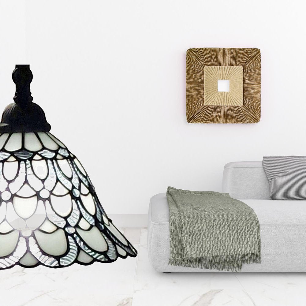 62" Brown Traditional Shaped Floor Lamp With White Stained Glass Bowl Shade HomeRoots