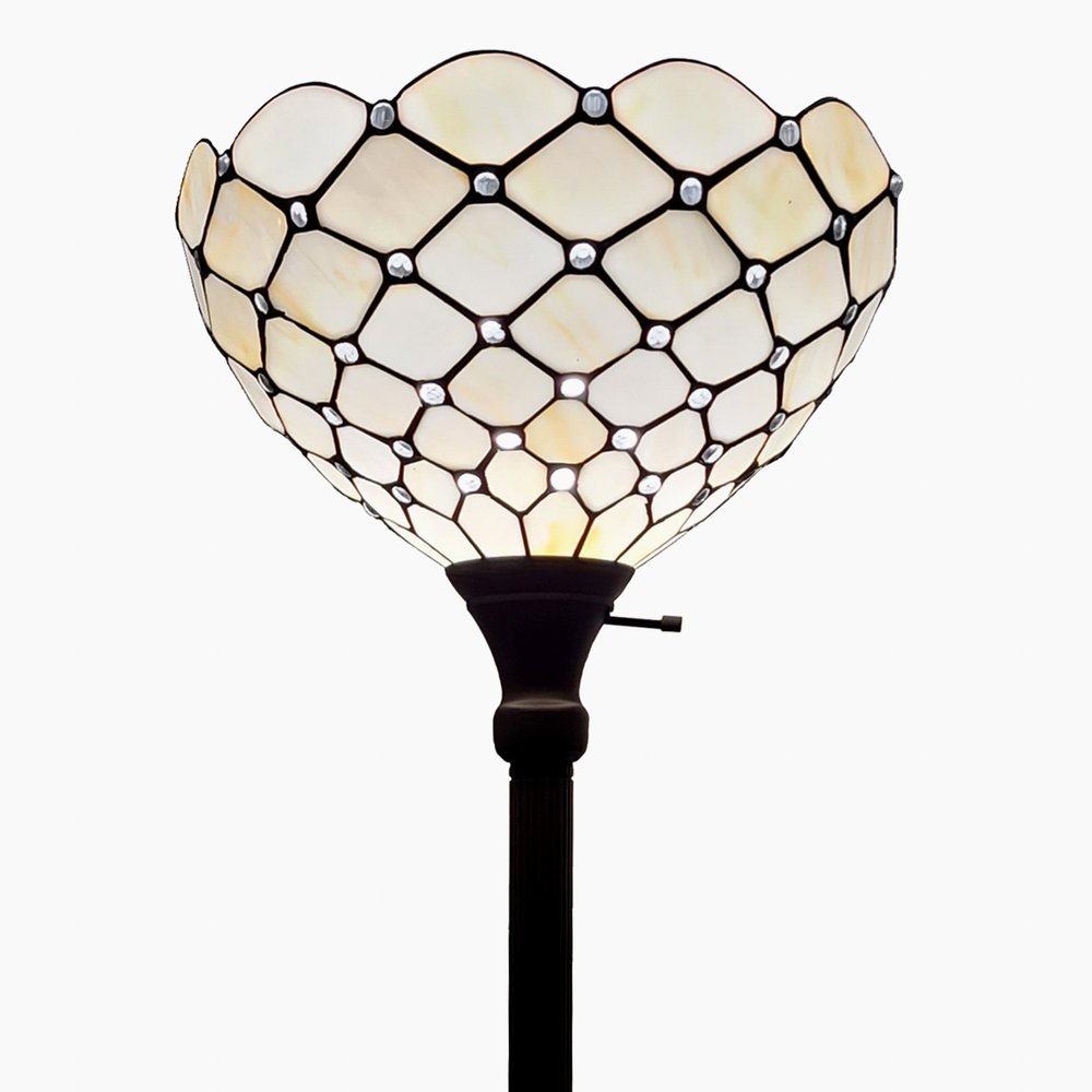 62" Brown And White Floor Lamp With White Glass Bowl Shade HomeRoots