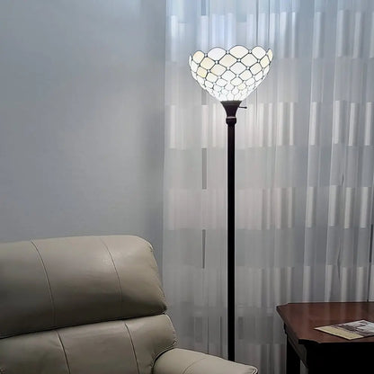 62" Brown And White Floor Lamp With White Glass Bowl Shade HomeRoots