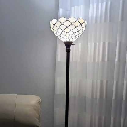 62" Brown And White Floor Lamp With White Glass Bowl Shade HomeRoots