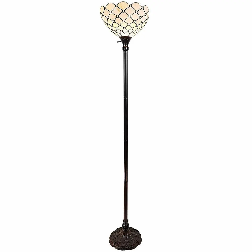 62" Brown And White Floor Lamp With White Glass Bowl Shade HomeRoots