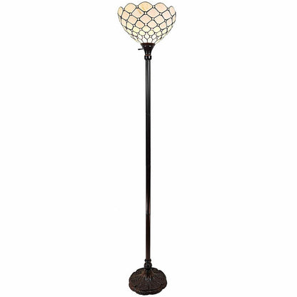 62" Brown And White Floor Lamp With White Glass Bowl Shade