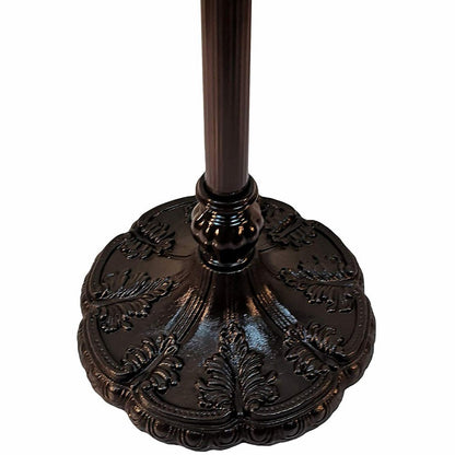 62" Brown And White Floor Lamp With White Glass Bowl Shade