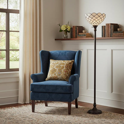 62" Brown And White Floor Lamp With White Glass Bowl Shade HomeRoots