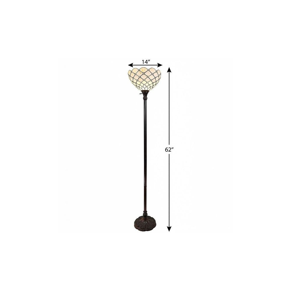 62" Brown And White Floor Lamp With White Glass Bowl Shade HomeRoots