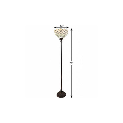 62" Brown And White Floor Lamp With White Glass Bowl Shade HomeRoots