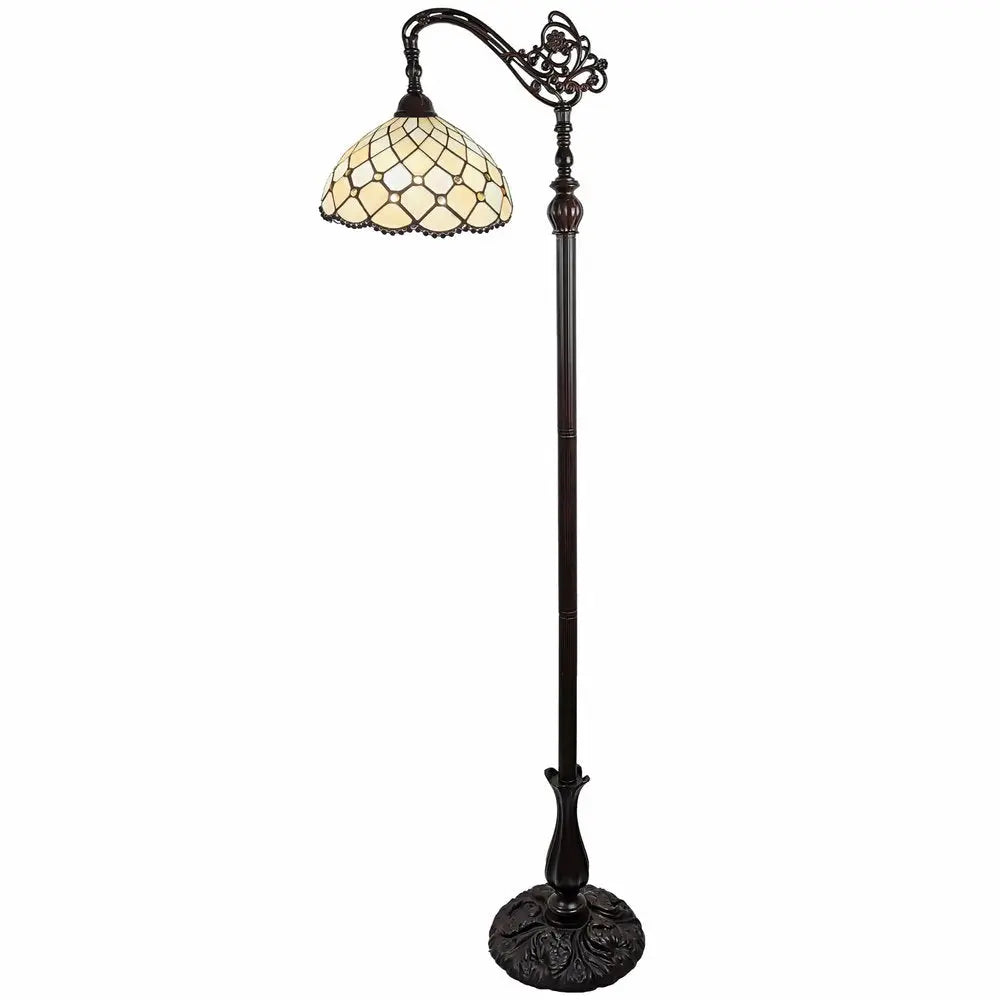 62" Brown And White Floor Lamp With White Glass Bowl Shade HomeRoots