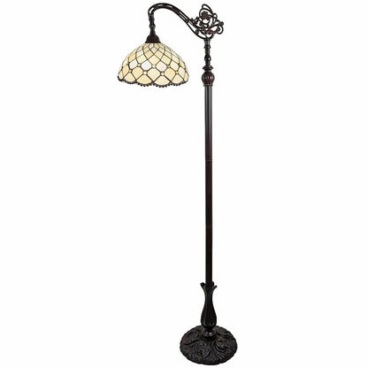 62" Brown And White Floor Lamp With White Glass Bowl Shade HomeRoots