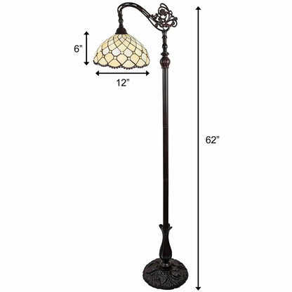 62" Brown And White Floor Lamp With White Glass Bowl Shade HomeRoots