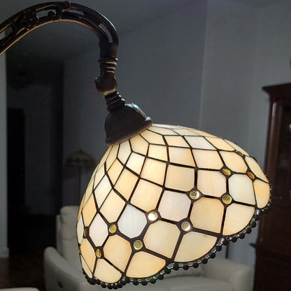 62" Brown And White Floor Lamp With White Glass Bowl Shade HomeRoots