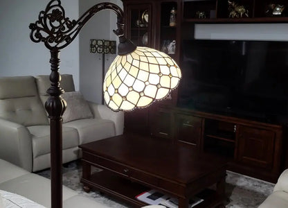 62" Brown And White Floor Lamp With White Glass Bowl Shade HomeRoots