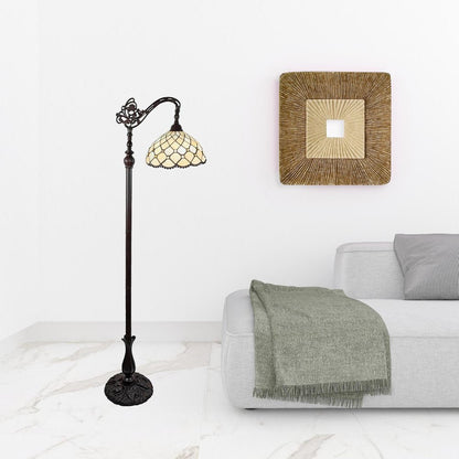 62" Brown And White Floor Lamp With White Glass Bowl Shade HomeRoots