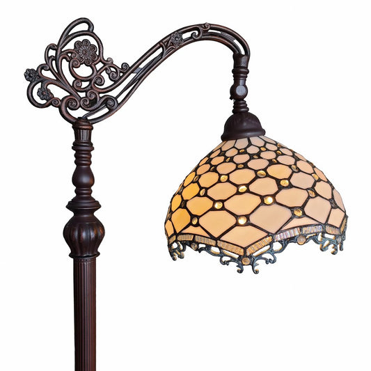62" Brown And White Floor Lamp With White Glass Bowl Shade HomeRoots