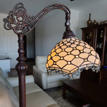 62" Brown And White Floor Lamp With White Glass Bowl Shade HomeRoots