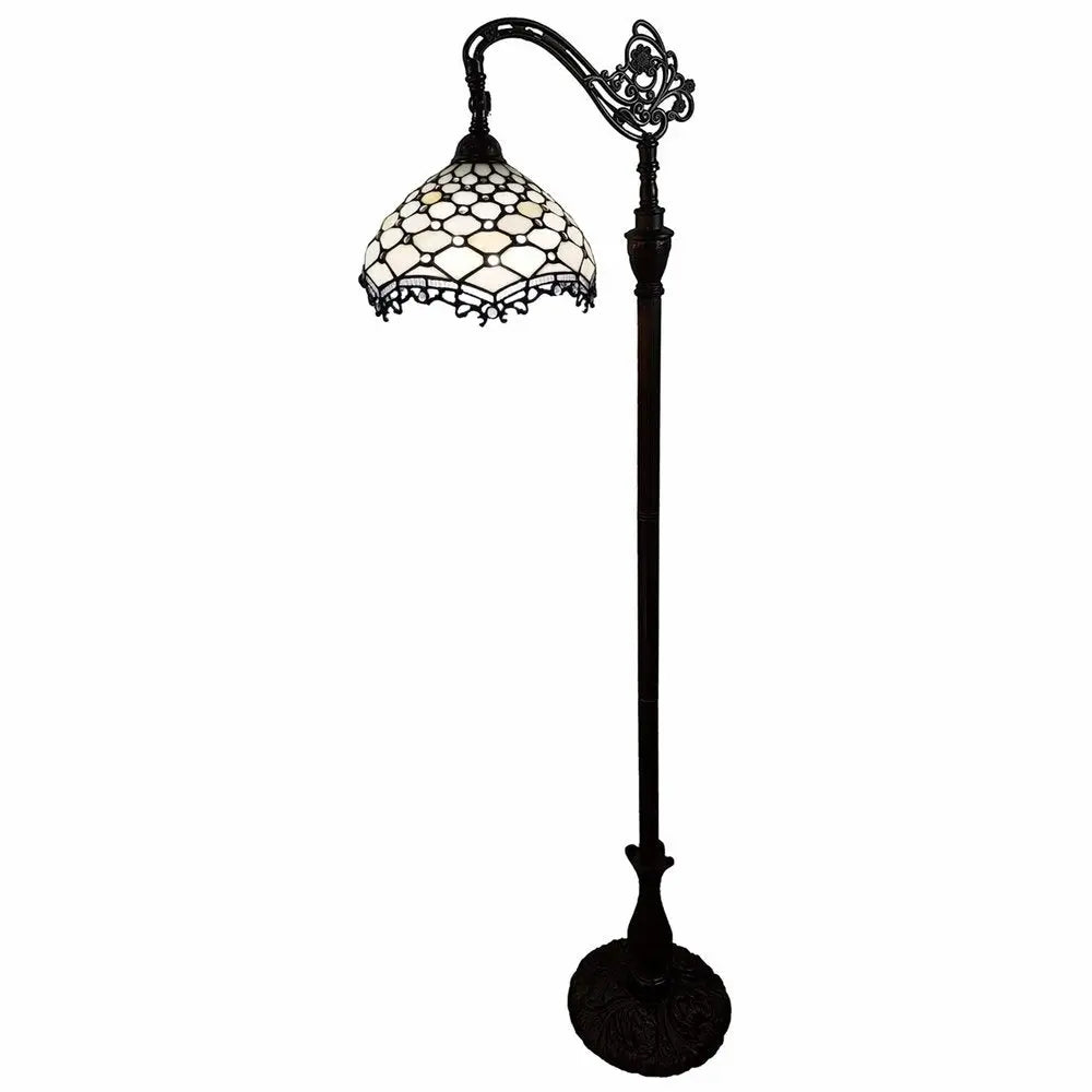 62" Brown And White Floor Lamp With White Glass Bowl Shade HomeRoots