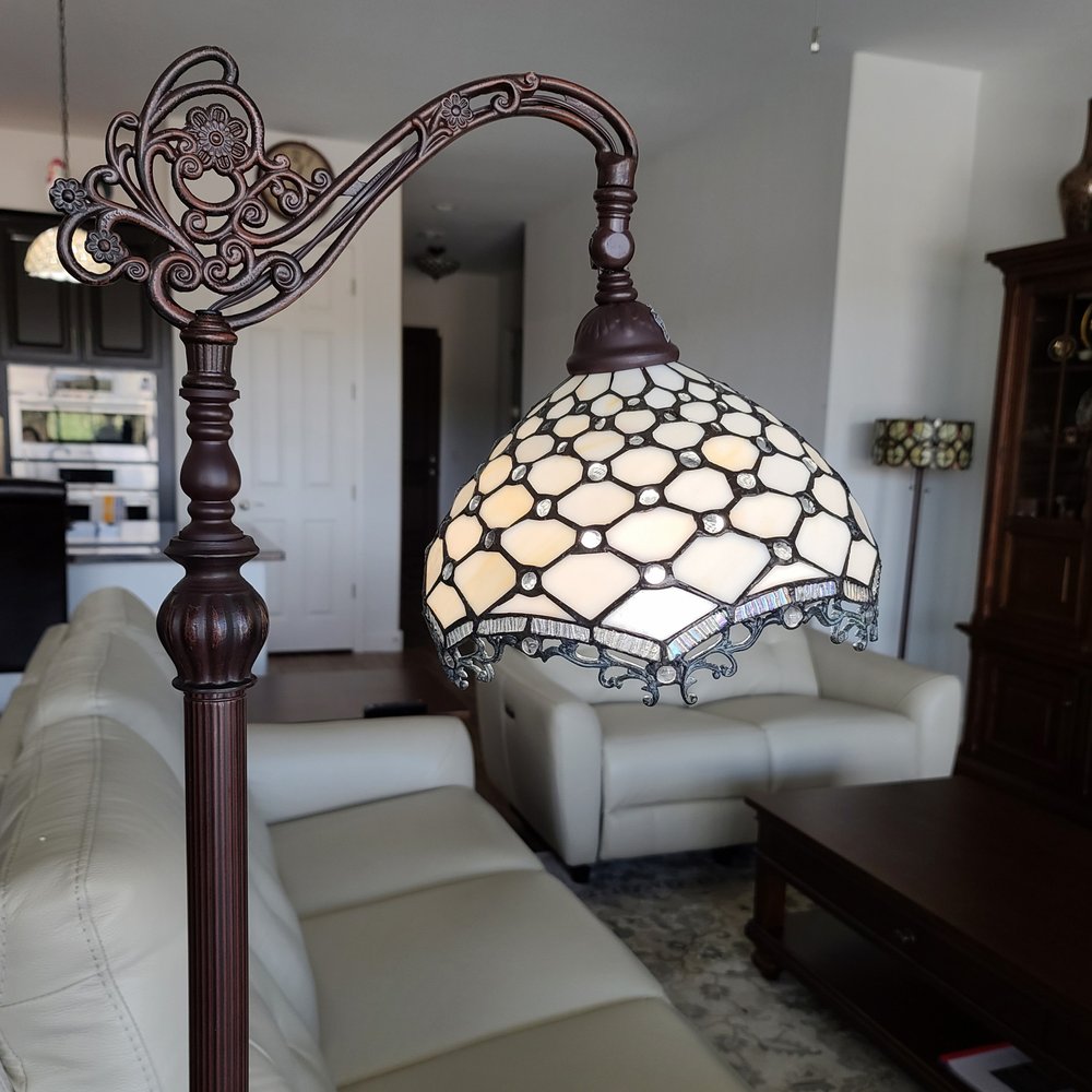 62" Brown And White Floor Lamp With White Glass Bowl Shade HomeRoots