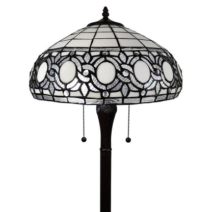 63" Brown Two Light Traditional Shaped Floor Lamp With White Stained Glass Bowl Shade HomeRoots