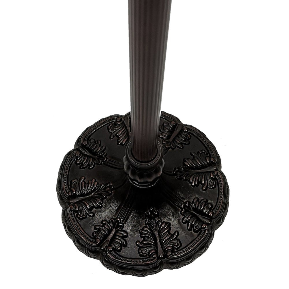 63" Brown Two Light Traditional Shaped Floor Lamp With White Stained Glass Bowl Shade HomeRoots