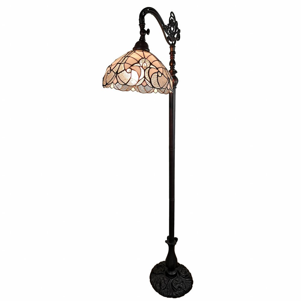 62" Brown And White Floor Lamp With White Glass Bowl Shade — view 2