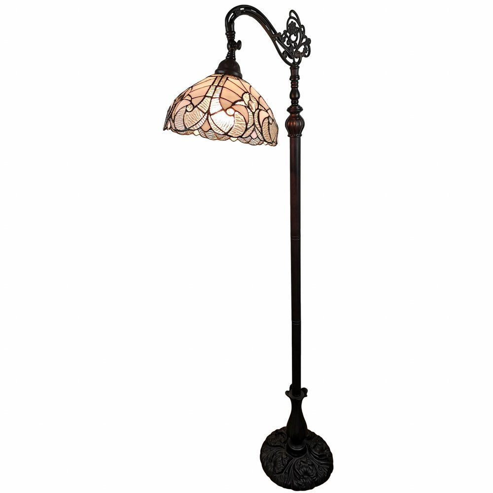 62" Brown And White Floor Lamp With White Glass Bowl Shade — view 5