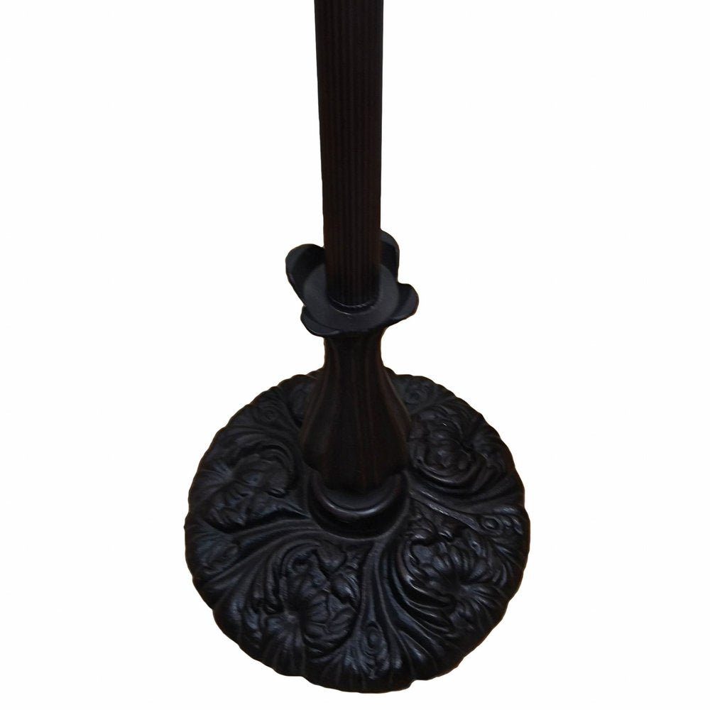 62" Brown And White Floor Lamp With White Glass Bowl Shade HomeRoots