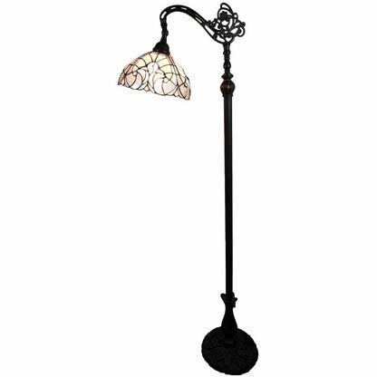 62" Brown And White Floor Lamp With White Glass Bowl Shade