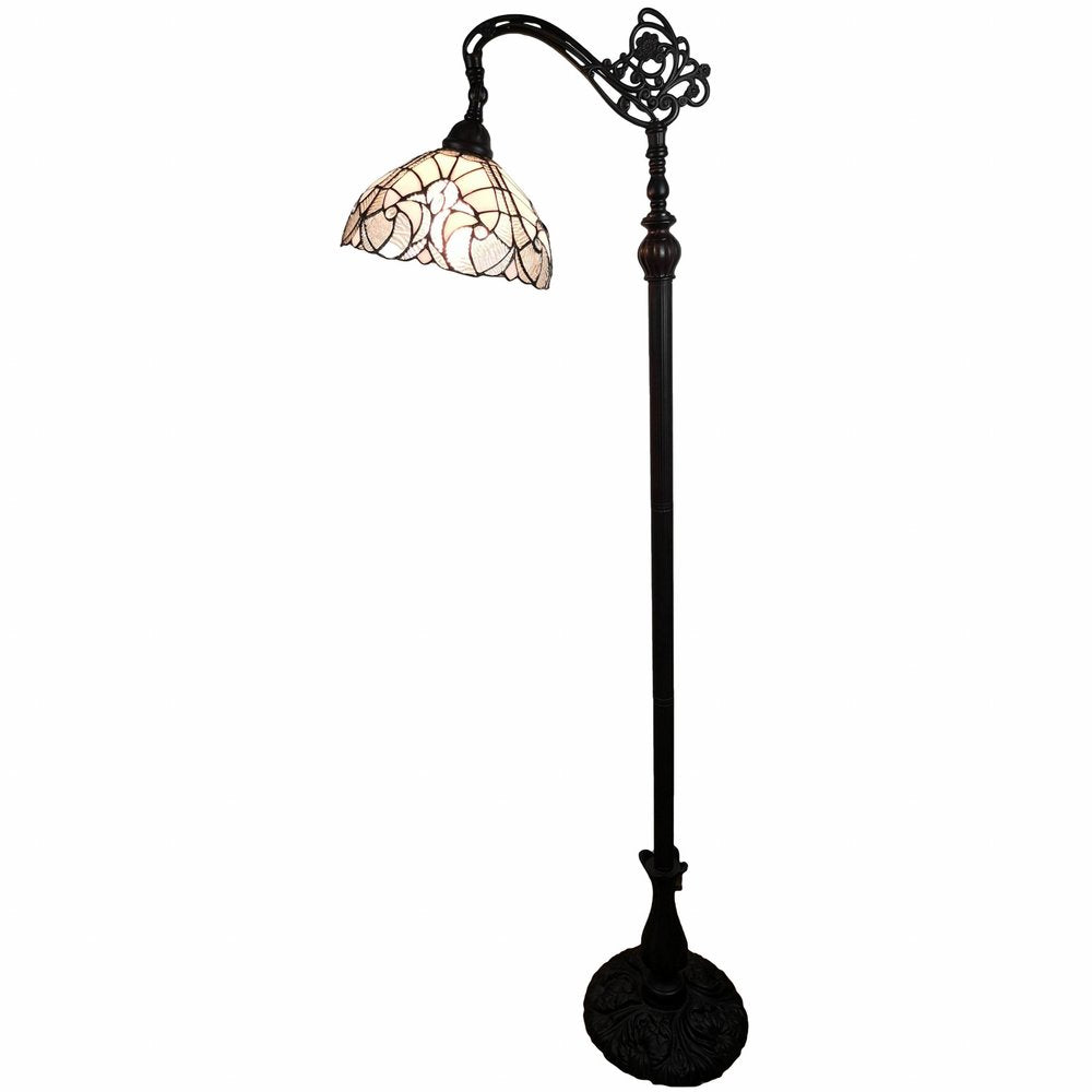 62" Brown And White Floor Lamp With White Glass Bowl Shade HomeRoots