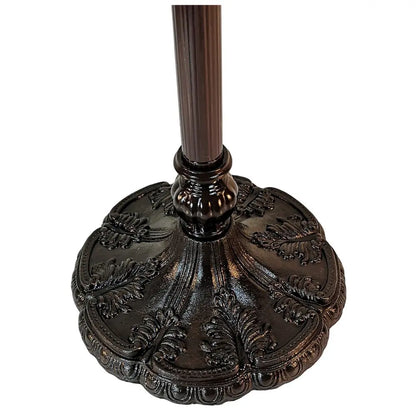 62" Beige Torchiere Floor Lamp With Red And White Flowers Glass Dome Shade HomeRoots