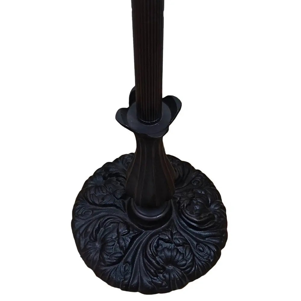 62" Brown And White Torchiere Floor Lamp With White Flowers Glass Dome Shade HomeRoots