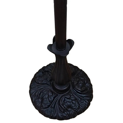 62" Brown And White Torchiere Floor Lamp With White Flowers Glass Dome Shade HomeRoots