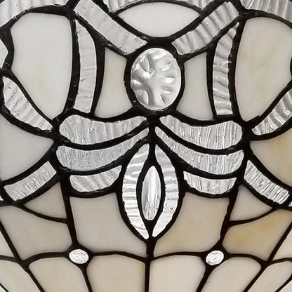 72" Brown And White Torchiere Floor Lamp With White Flowers Glass Dome Shade HomeRoots