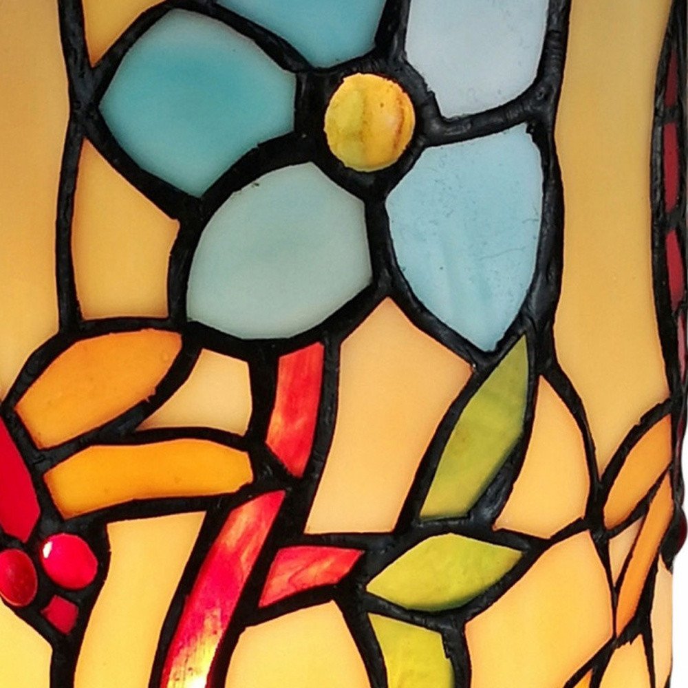 10" Red and Beige Dragonfly Stained Glass Accent Lamp — view 7