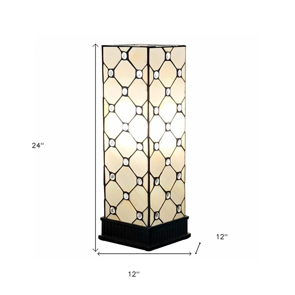 18" Tiffany Style Jeweled Dark Brown Base Table Lamp HomeRoots
