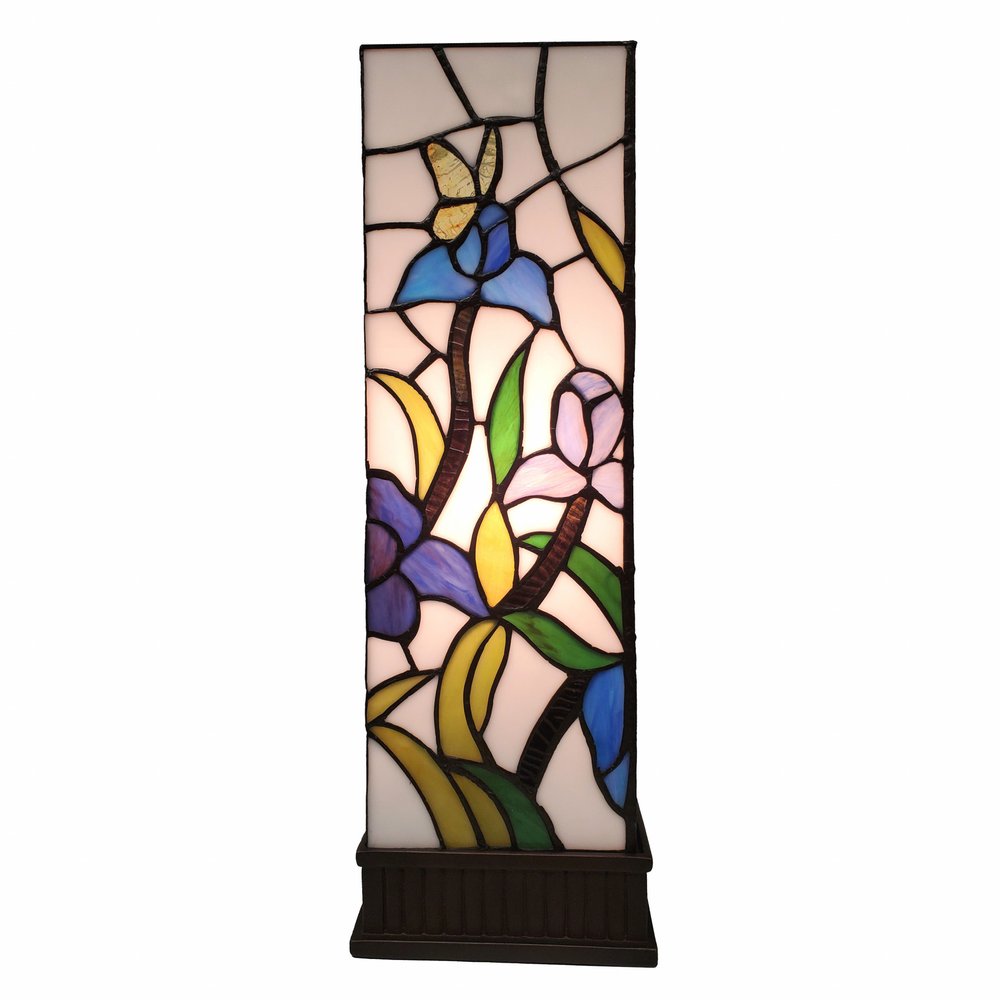 18" Tiffany Style Floral Dark Brown Base Table Lamp — view 2