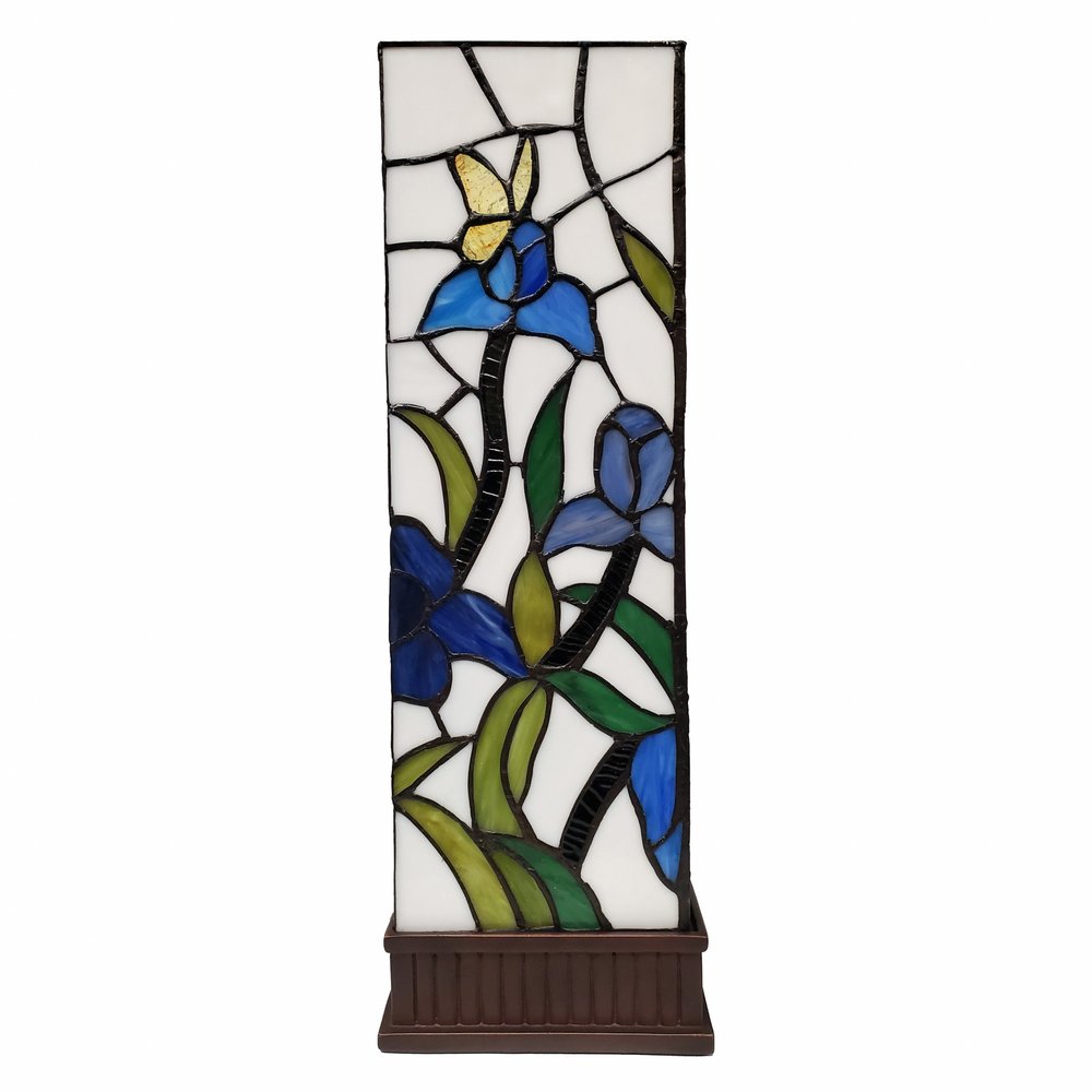 18" Tiffany Style Floral Dark Brown Base Table Lamp HomeRoots