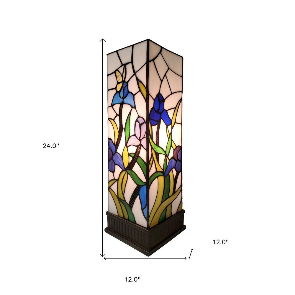 18" Tiffany Style Floral Dark Brown Base Table Lamp HomeRoots