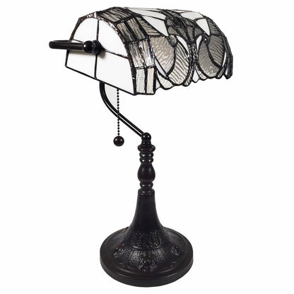 16" Dark Brown Table Lamp With White and Silver Shade HomeRoots