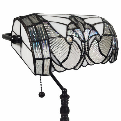 16" Dark Brown Table Lamp With White and Silver Shade HomeRoots