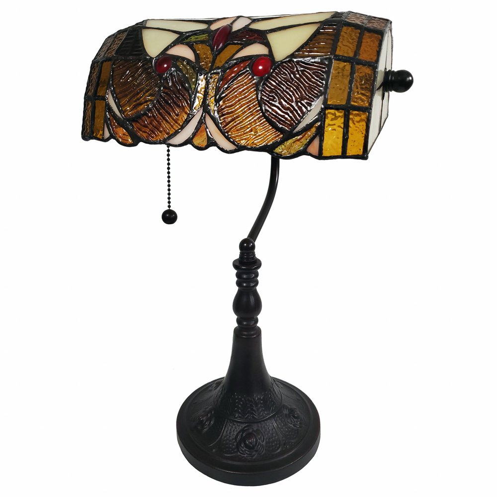 19" Dark Brown Candlestick Table Lamp With Beige Dome Shade HomeRoots