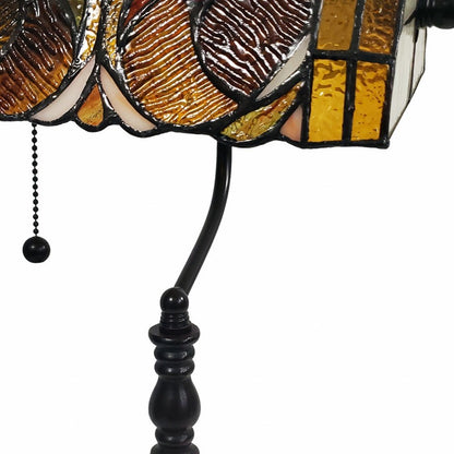 19" Dark Brown Candlestick Table Lamp With Beige Dome Shade HomeRoots
