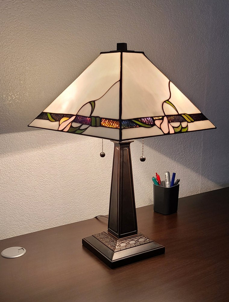 22" Dark Brown Metal Two Light Candlestick Table Lamp With Ivory Shade HomeRoots