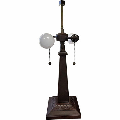 22" Dark Brown Metal Two Light Candlestick Table Lamp With Ivory Shade HomeRoots