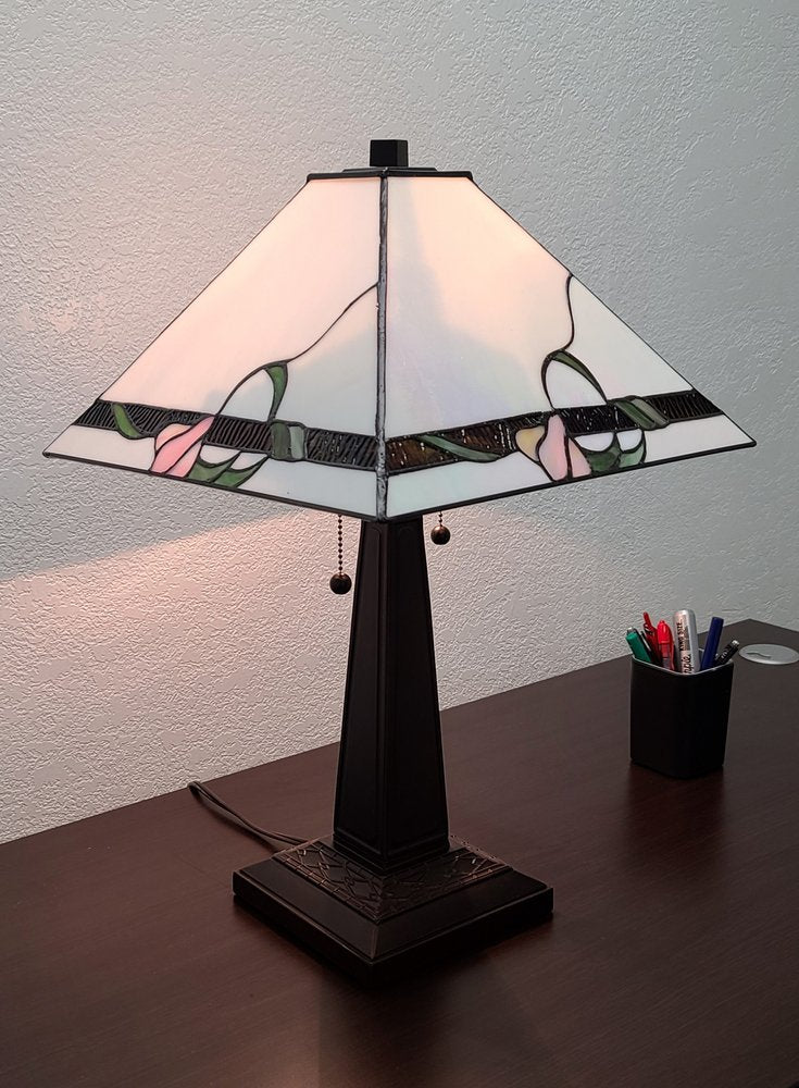 22" Dark Brown Metal Two Light Candlestick Table Lamp With Ivory Shade HomeRoots