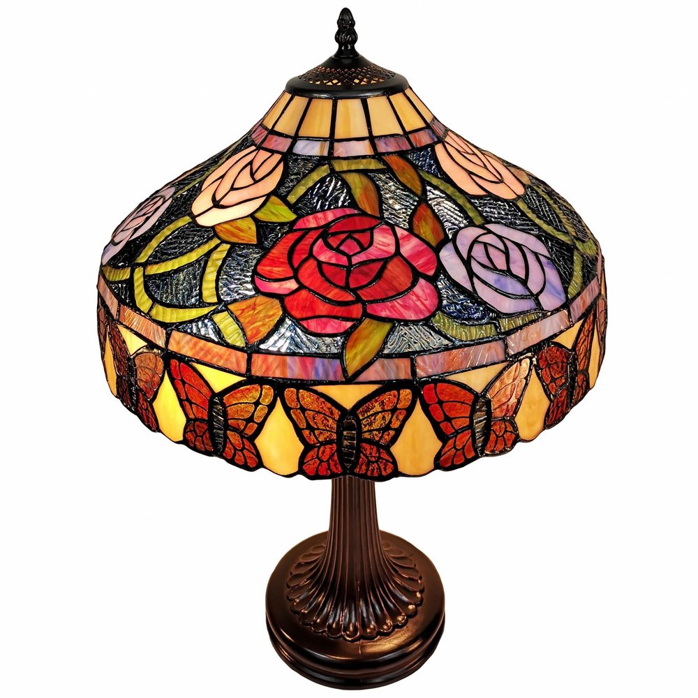23" Dark Brown Metal Two Light Candlestick Table Lamp With Red and Black Shade HomeRoots