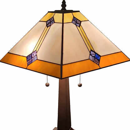 21" Dark Brown Metal Two Light Candlestick Table Lamp With Beige Shade HomeRoots